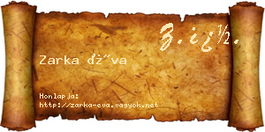 Zarka Éva névjegykártya