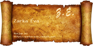 Zarka Éva névjegykártya